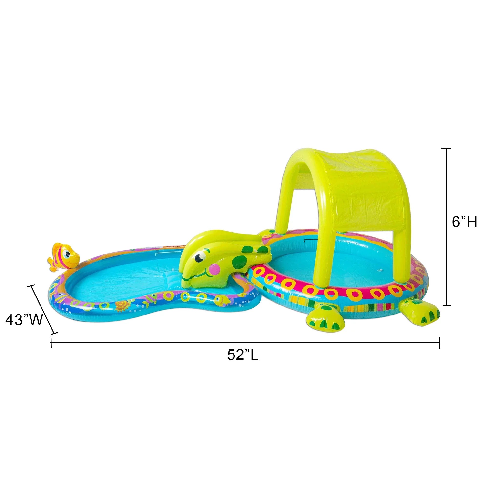Banzai Shade ' Slide Turtle Inflatable Kiddie Splash Pool with Sprinkler