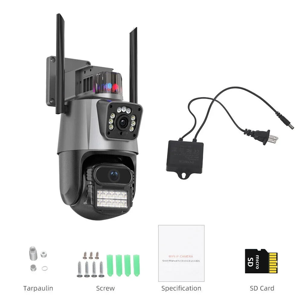 Outdoor Waterproof Camera Real-time Two-Way Audio Enhanced Dual Antenna  Card Slot 1080P