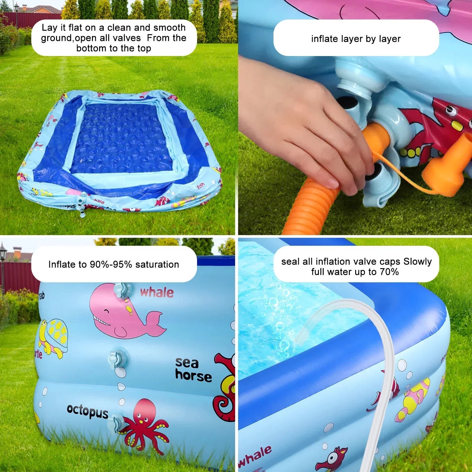 Inflatable Pool 83 * 57 * 26 inch, 3-Story Large Children's Family Lounge Swimming Pool