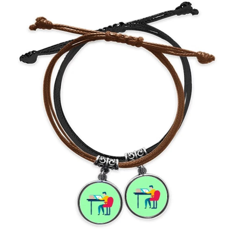 Designer Worked Hard Paint Seriously Bracelet Double Leather Rope Wristband Couple Set