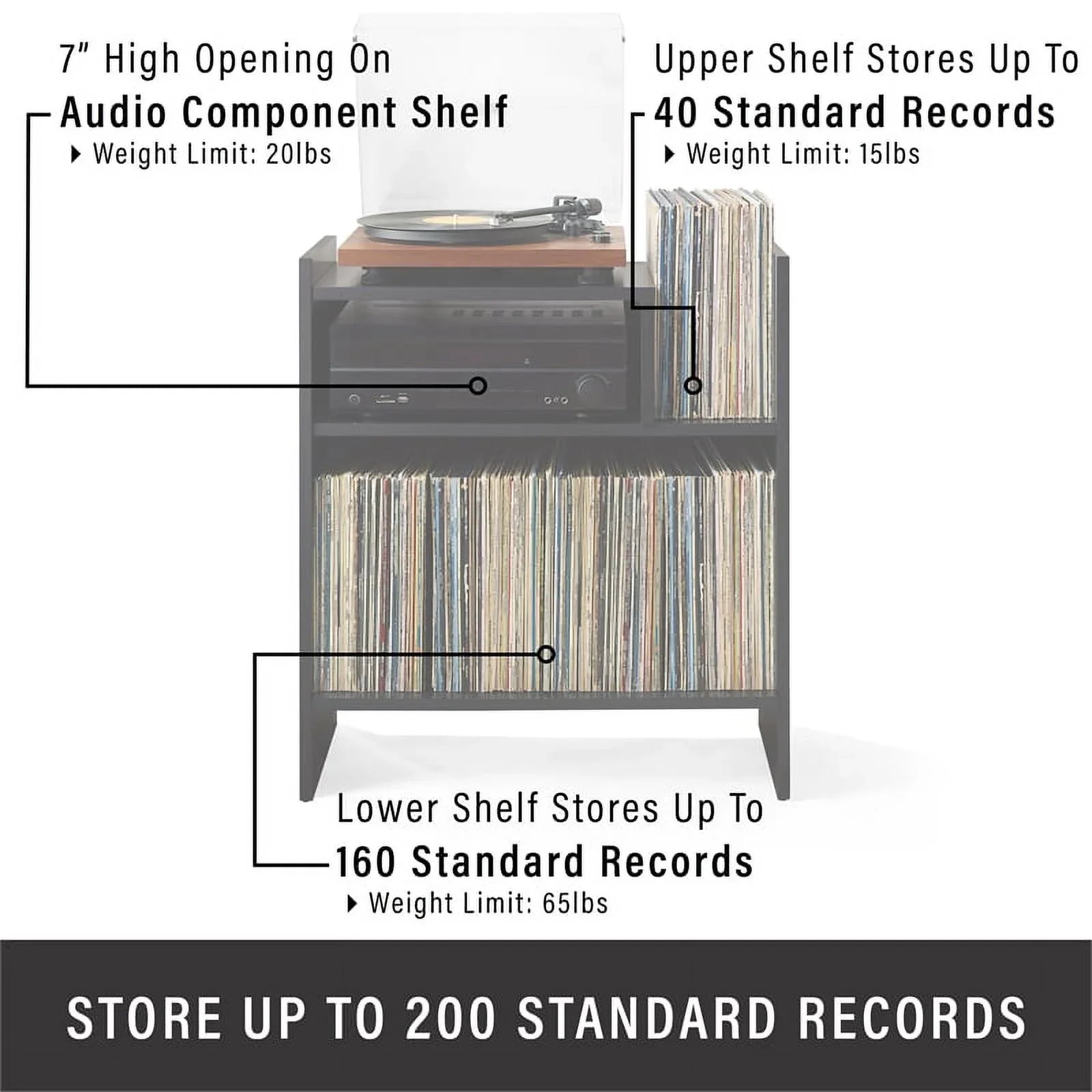 Crosley Furniture Portland Vinyl Record Storage Tv Stand and Entertainment Center, Media Console