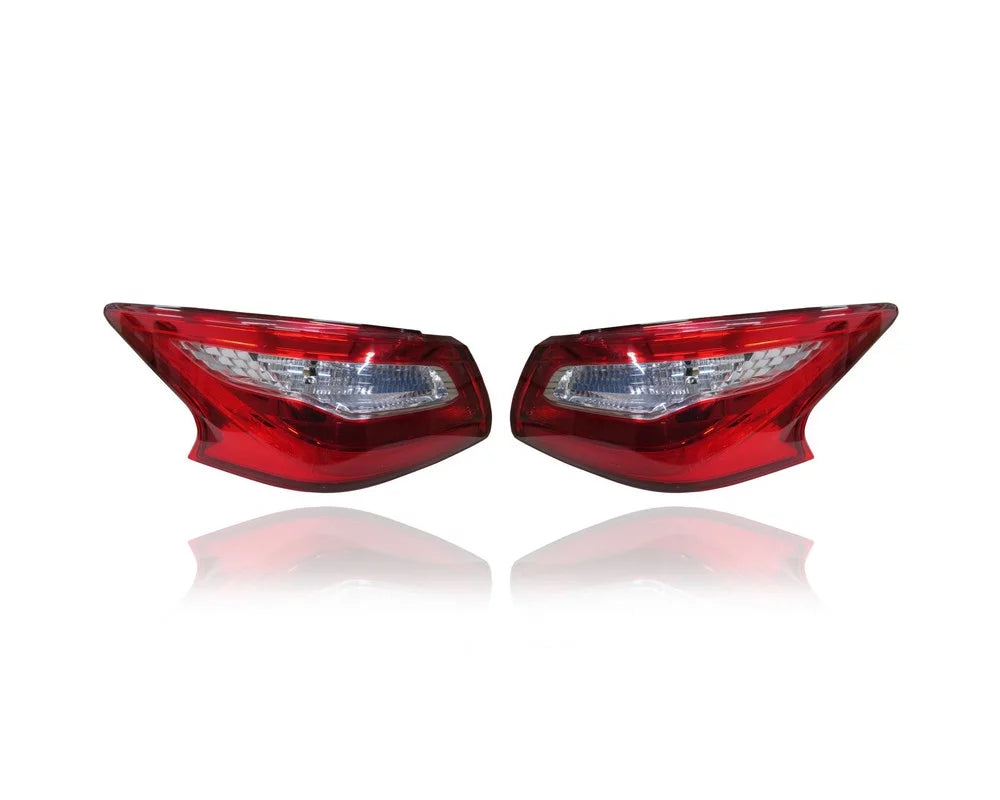 Tail Light Assembly - Compatible/Replacement for '18-18 Nissan Altima Sedan // - Outer On Body, Standard Red Lens - Pair, Left Driver + Right Passenger Set - 265509HU0A, 265559HU0A