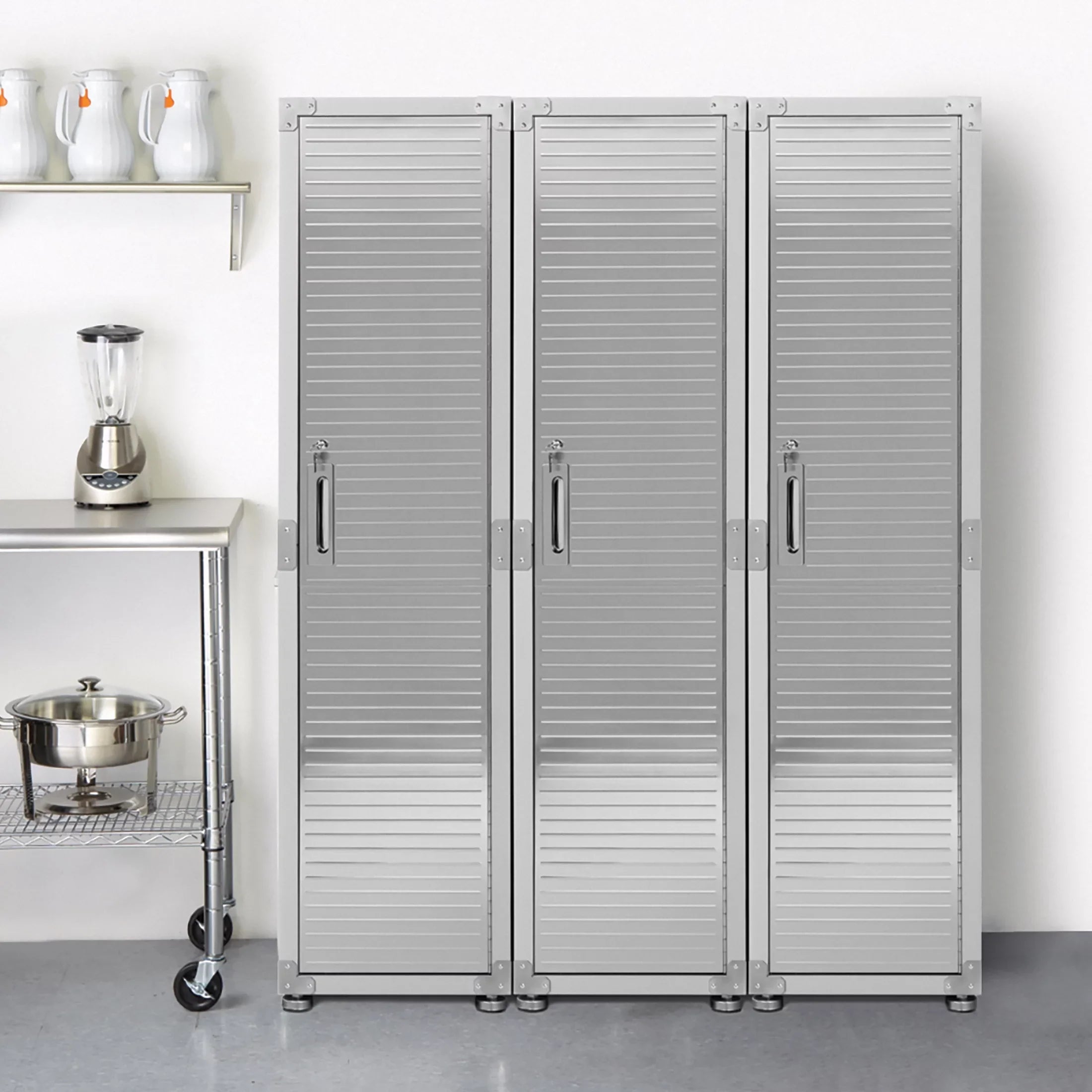 Seville Classics UltraHD Locker Storage Cabinet, 18"  x 24"  x 72" , Granite Gray