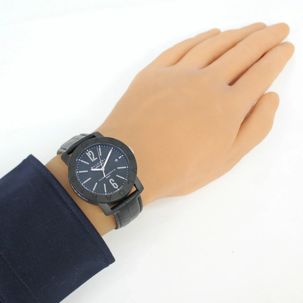 Pre-Owned Bvlgari  carbon watch  self-winding men's (Good)
