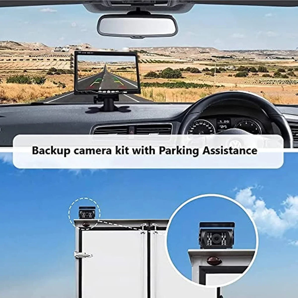 Bileeko  Rear View Camera Monitor System 7 inch with 2 Night Vision Rearview Camera for Truck Trailers Bus