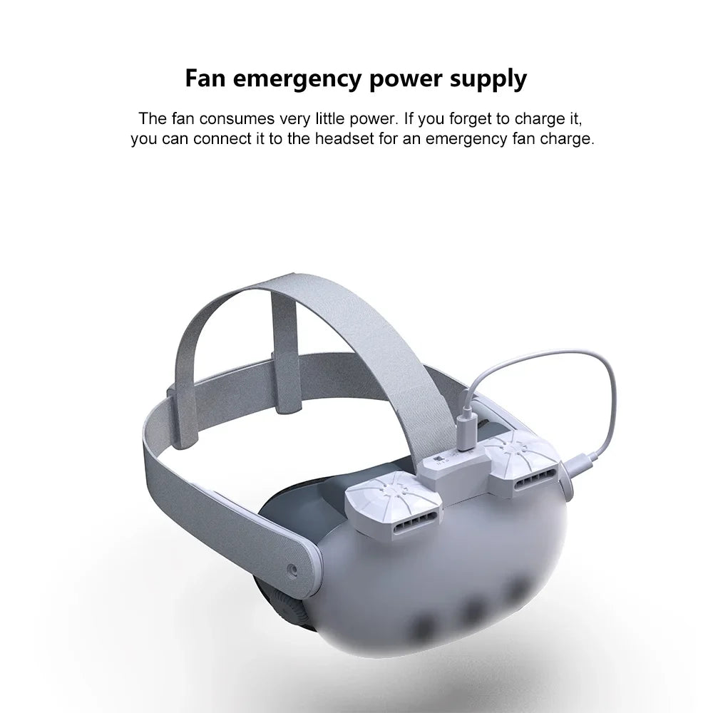 Air Circulation Cooling Fan Replacement Face Mask for Quest 3 Magnetic Dual Fans Inward Cool Air/Outward Heat Dissipation Eliminates Glasses Fogging