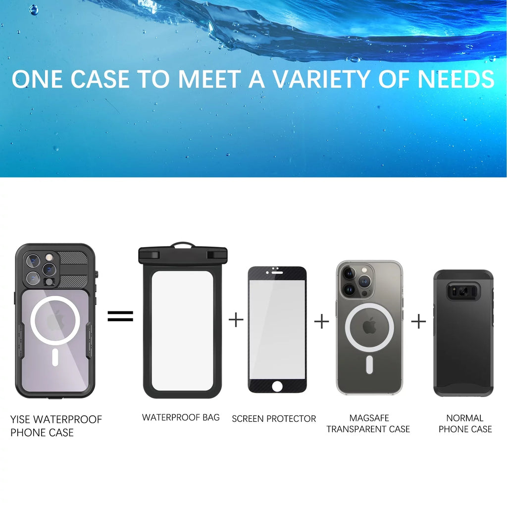 for iPhone 14 Pro Max 6.7" Case Waterproof, Built-in 6H Screen Protector [Real 360][ Underwater][14FT Military Dropproof][Dustproof][Compatible with MagSafe] for iPhone 14 Pro Max - Black