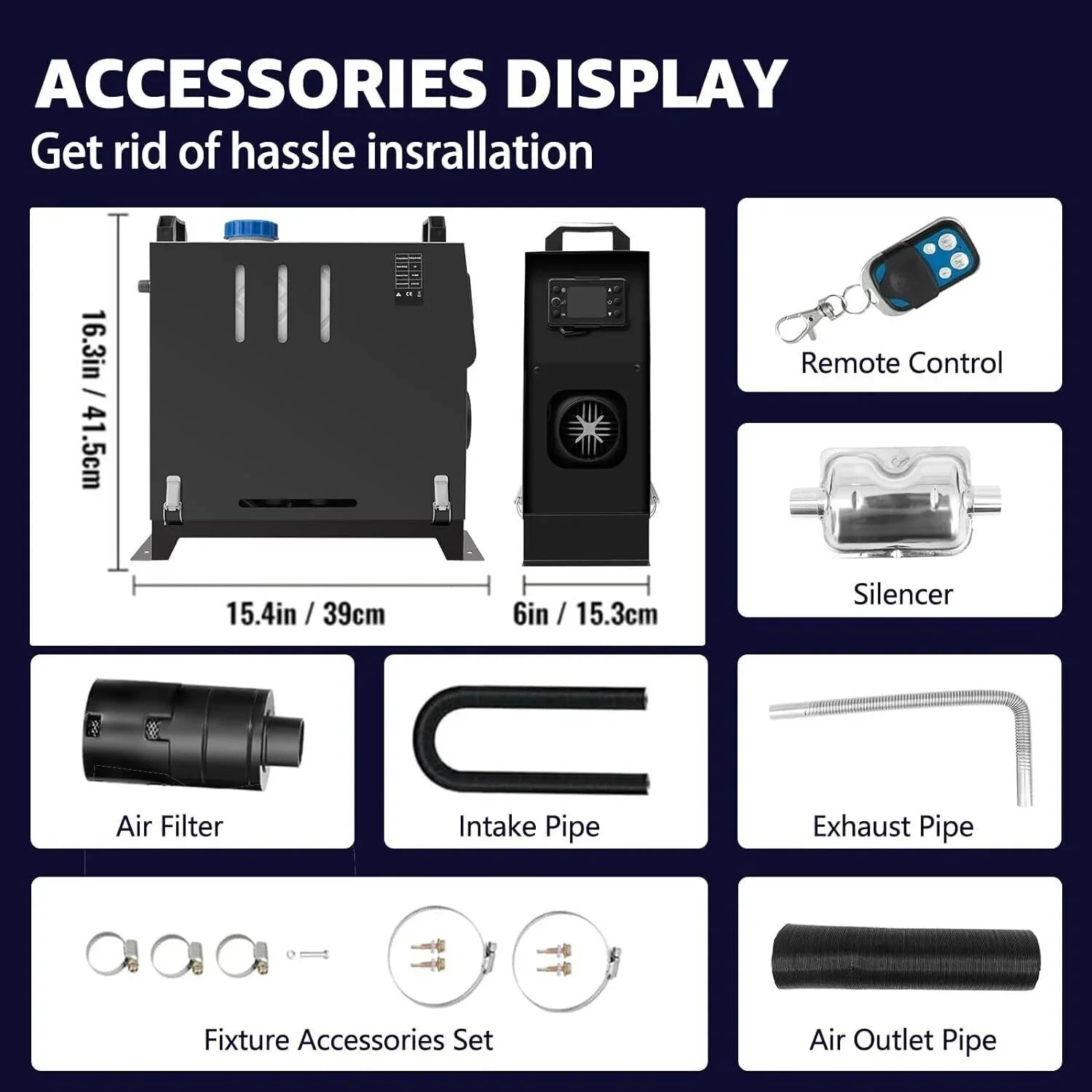 5-8KW Diesel Air Heater All in One Control and  Display, Fast Heating, for  Truck, Boat, Bus, Car Trailer, Motorhomes, Caravans