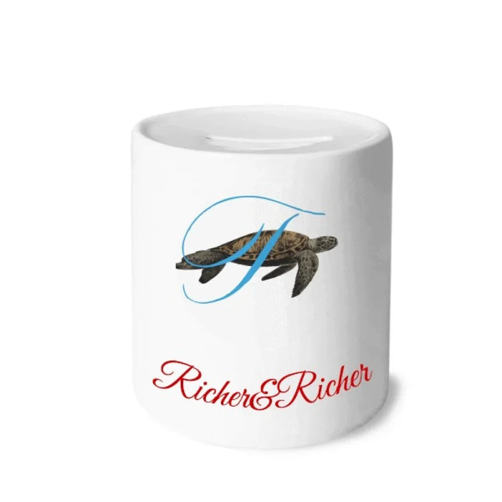 Letters Turtles Roam Ocean Rich and Rich Bank Saving Box Coin