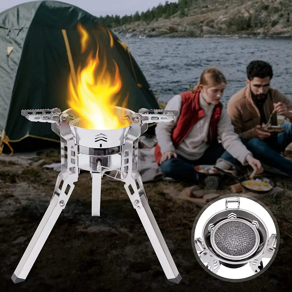 Miumaeov Portable Camping Stove Burner Small Backpack Stoves with Piezo Ignition for Outdoor Camping Hiking Cooking Barbecue Travel