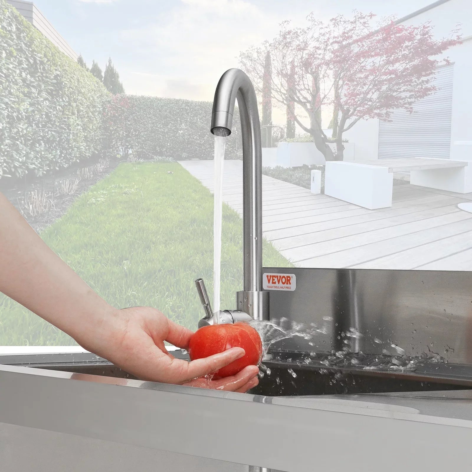 Stainless Steel Utility Sink Single Bowl w/Workbench 39.4 x 19.1 x 37.4 in