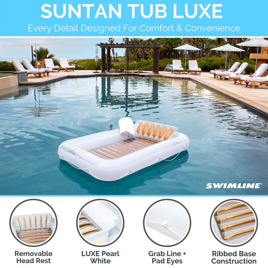 Swimline Luxe Edition Inflatable Suntan Tub Floating Pool Lounger, 3 Pack