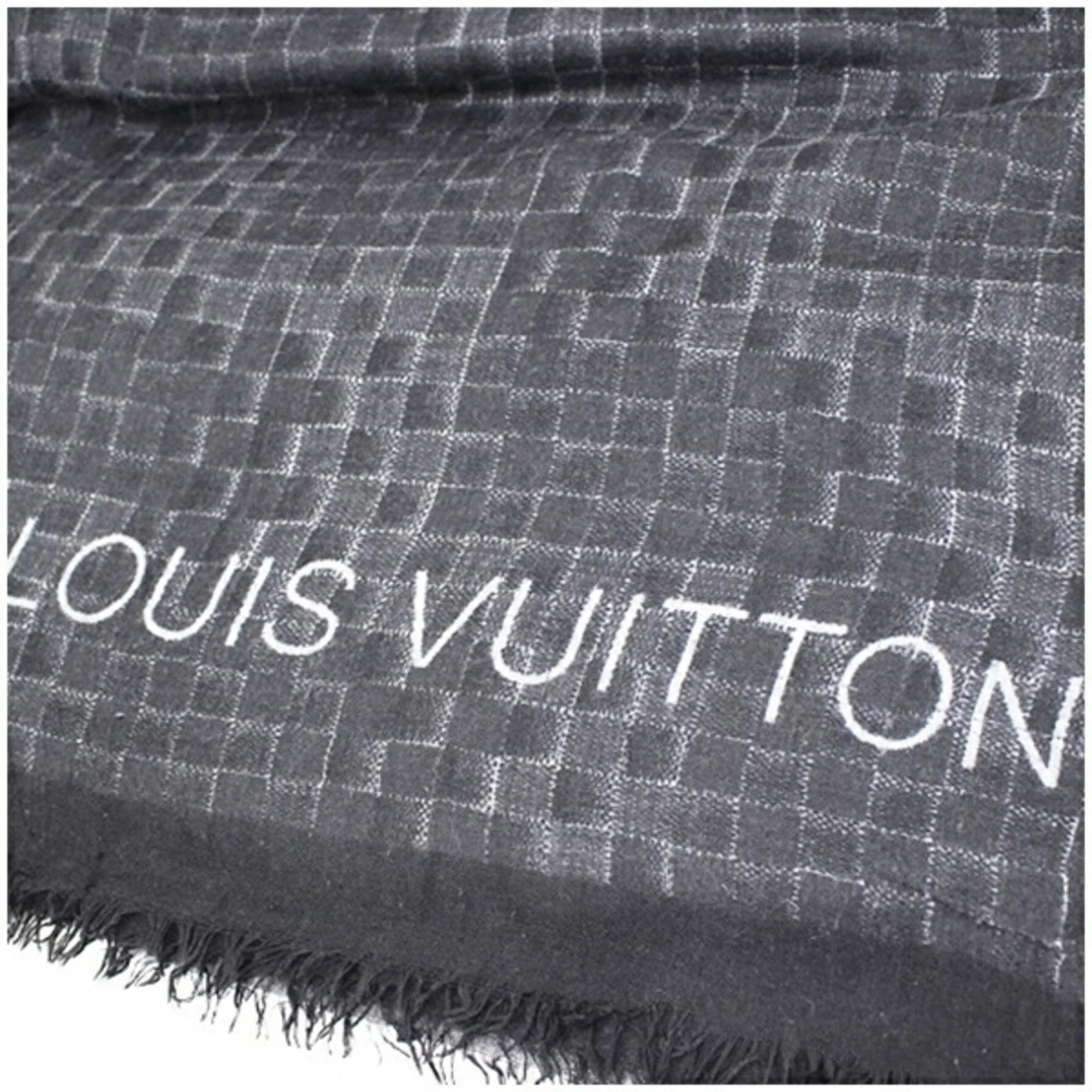 Pre-Owned Louis Vuitton Shawl Large Cashmere x Silk Black 401910 Women's (Good)