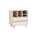 Modern Minimalist Nightstand with Open Storage and Drawers
