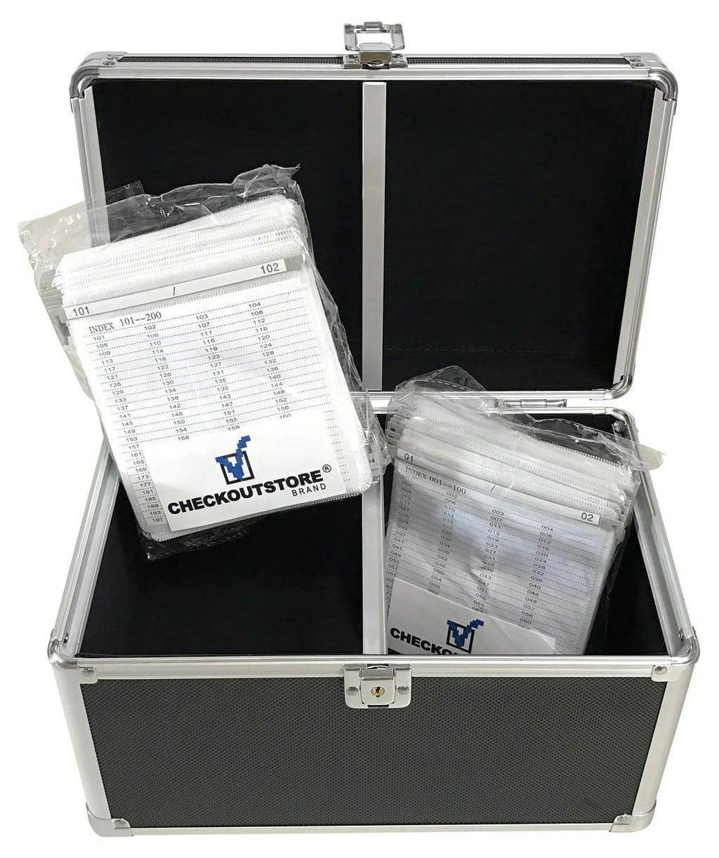 CheckOutStore Black Aluminum / Hanging Sleeves Storage Box (Holds 200 Discs)