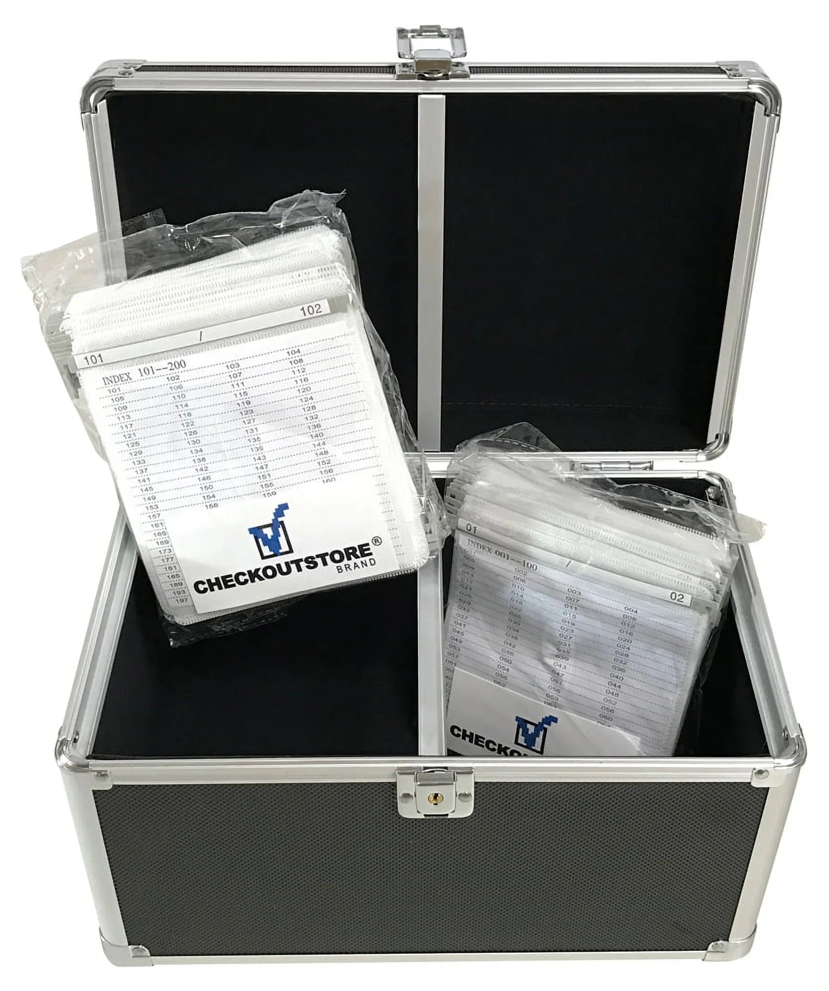 CheckOutStore Black Aluminum / Hanging Sleeves Storage Box (Holds 200 Discs)