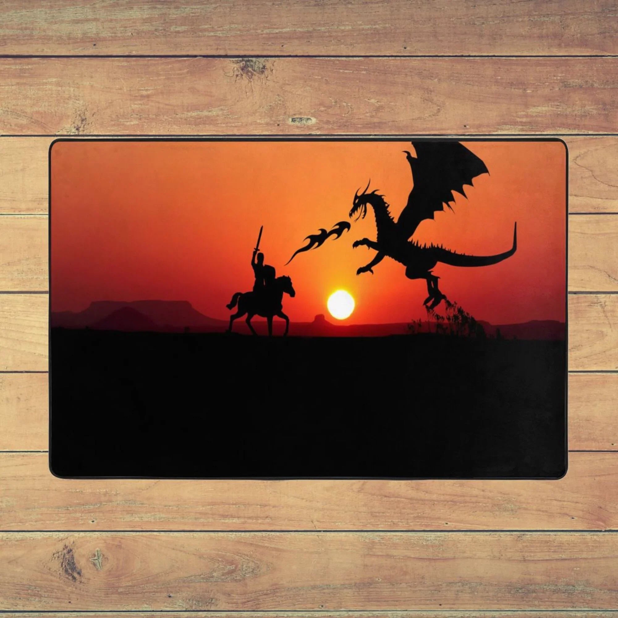 Sunset Dragon Knight Area Rugs Doormat , Facecloth Non-Slip Floor Mat Rug for Living Room Kitchen Sink Area Indoor Outdoor Entrance 72"x48"