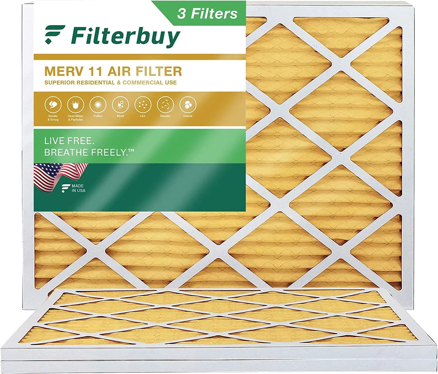 Filterbuy 14x18x1  11 Pleated   Furnace Air Filters (3-Pack)