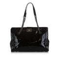 Pre-Owned Authenticated Chanel Patent Boy Reverso Shopping Tote Leather Black Tote Bag Unisex (Good)