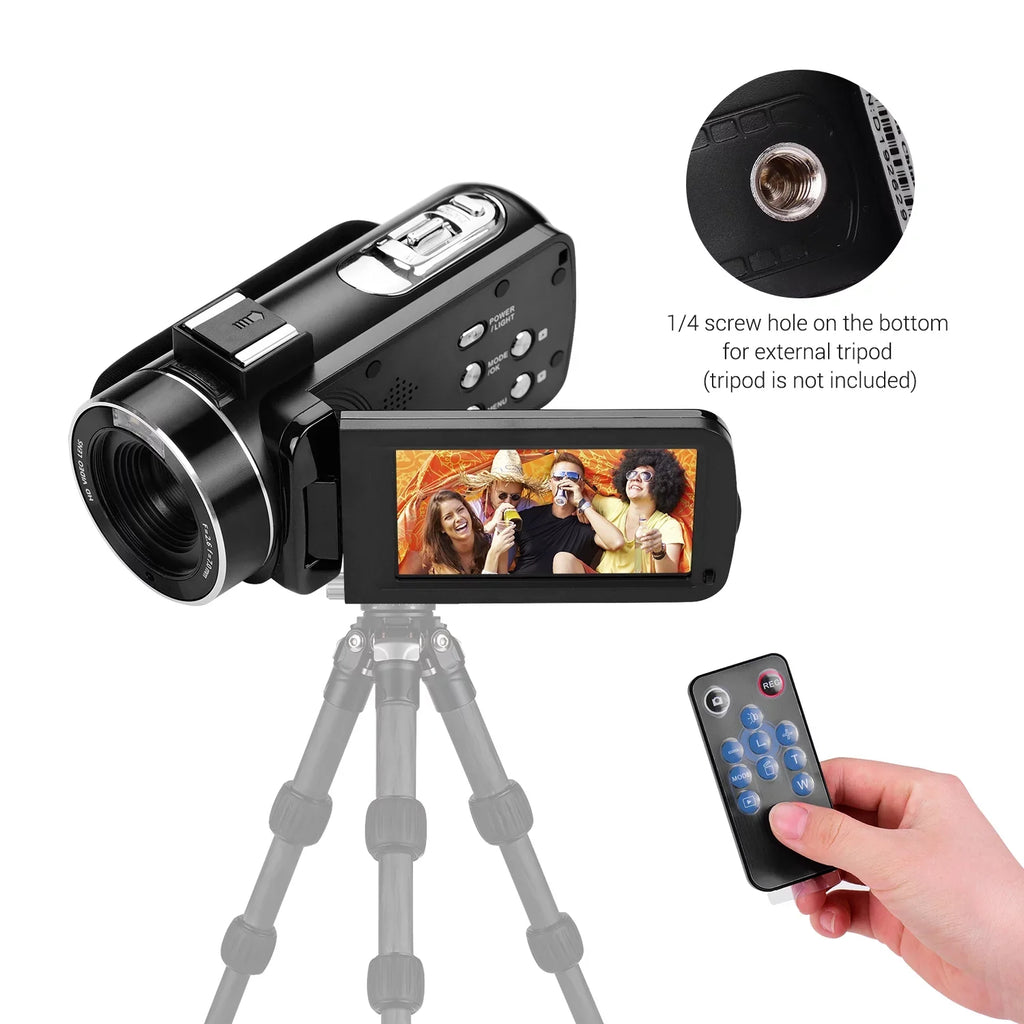 Andoer 4K Handheld  Professional Digital Video  Sensor Camcorder with Hot Shoe for Mounting Microphone 3.0 Inch  Monitor Burst -Shaking Function