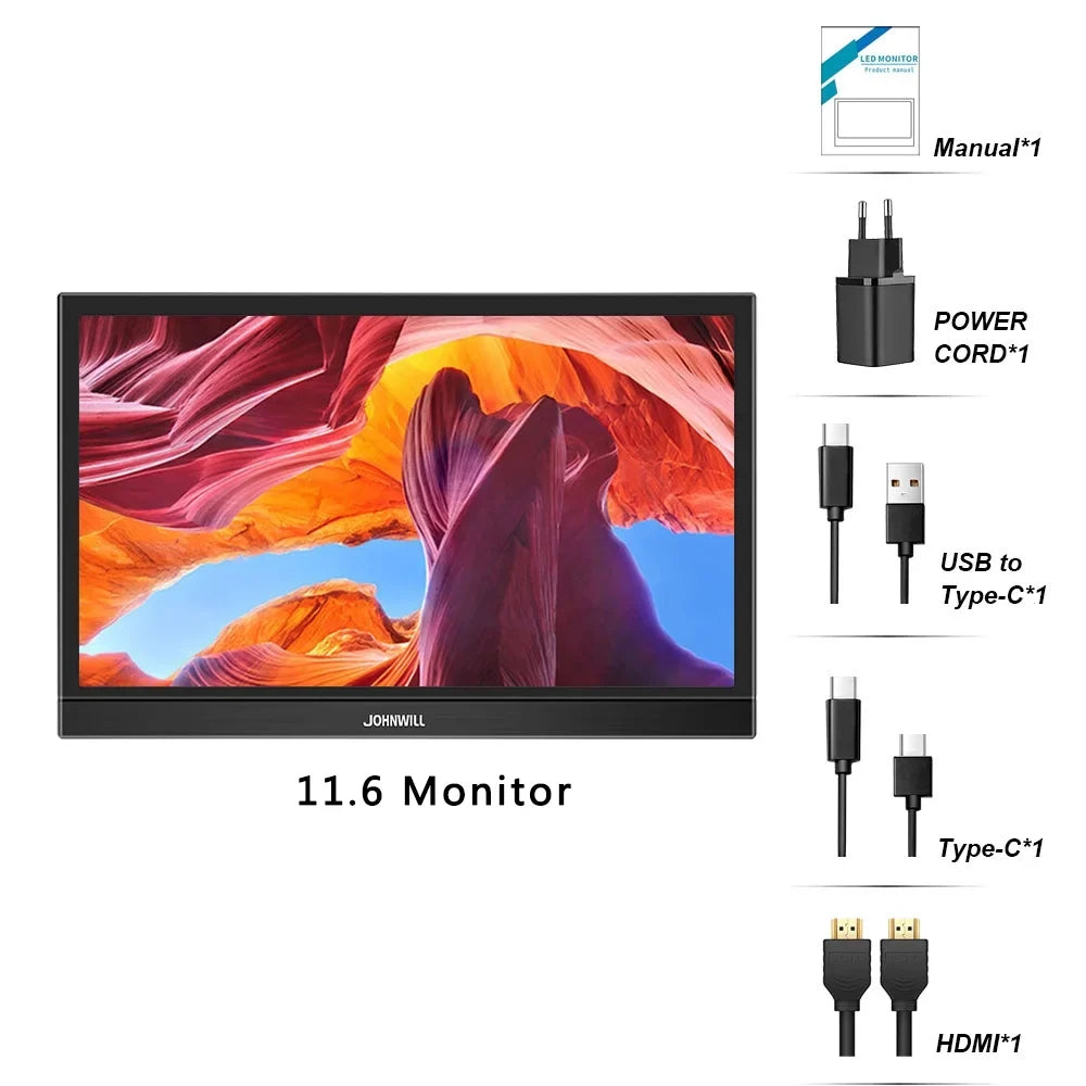 Protable Monitor 11.6 Inch 1366x768 60Hz TouchScreen Compture Monitor For  Gamer   Stick Switch Raspberry  Display