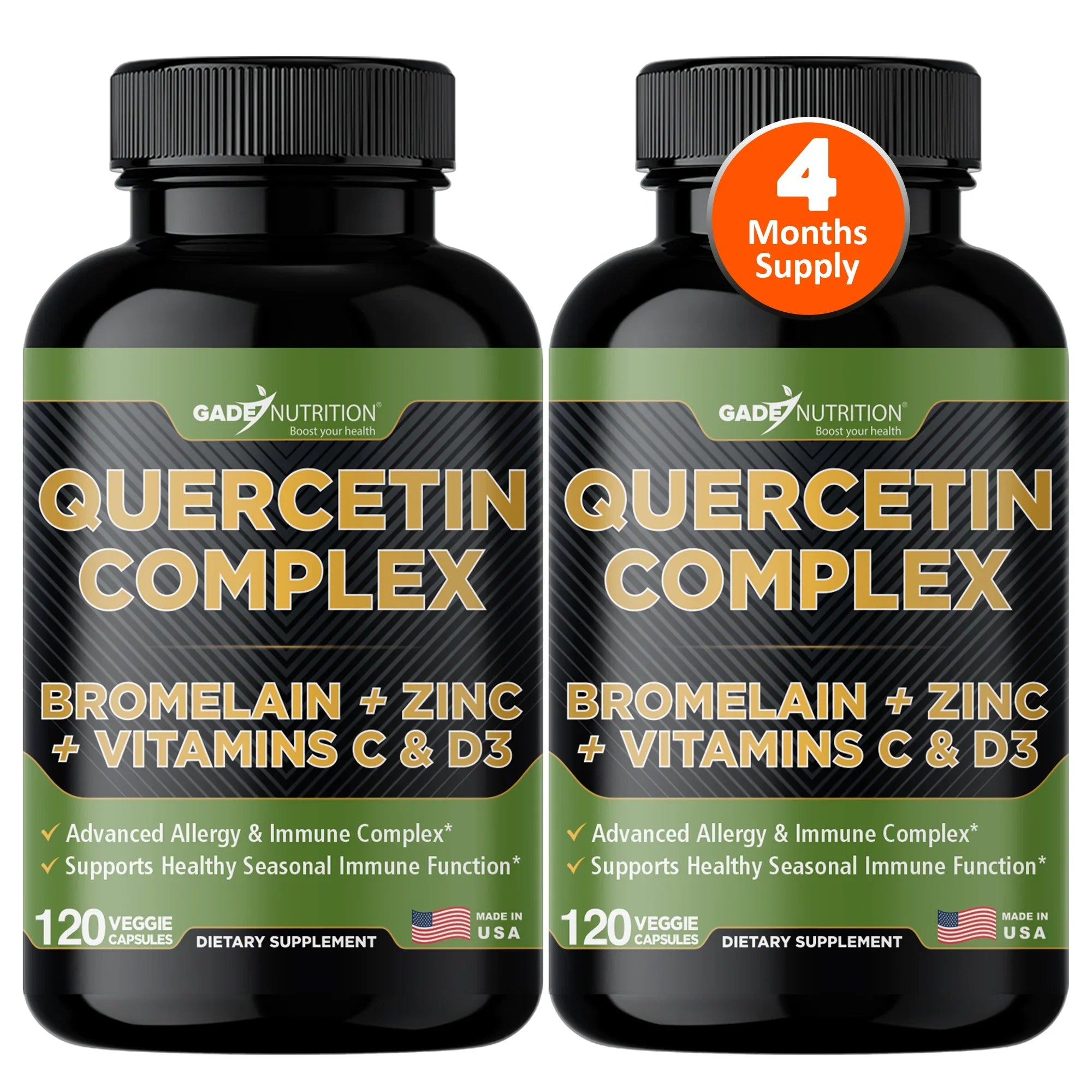 Quercetin Complex with Bromelain, quercetin supplements 500mg, with Vitamin  and Zinc, Bioflavonoids for Healthy Immune Support, vitamin , zinc quercetin, Third Party Tested.