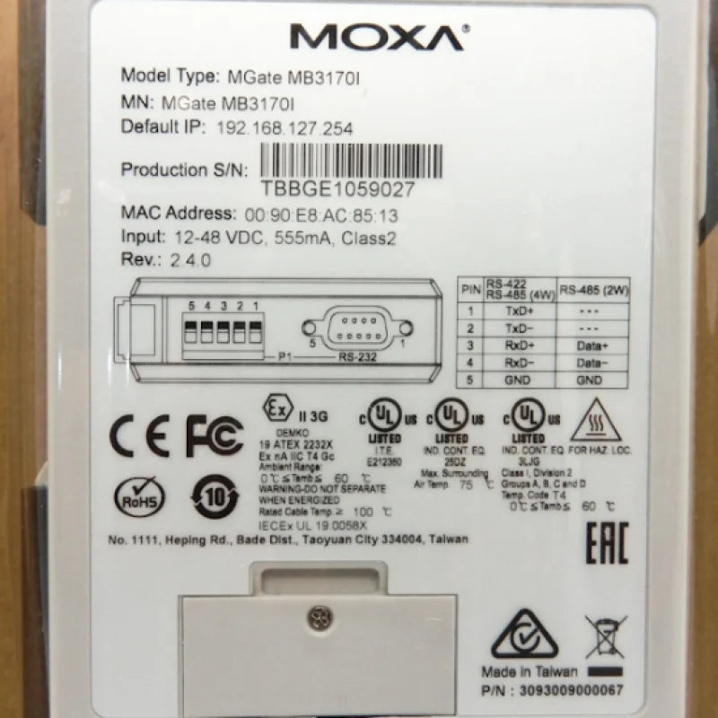 Moxa 2-Port Advanced Serial-to-Ethernet Modbus Gateways