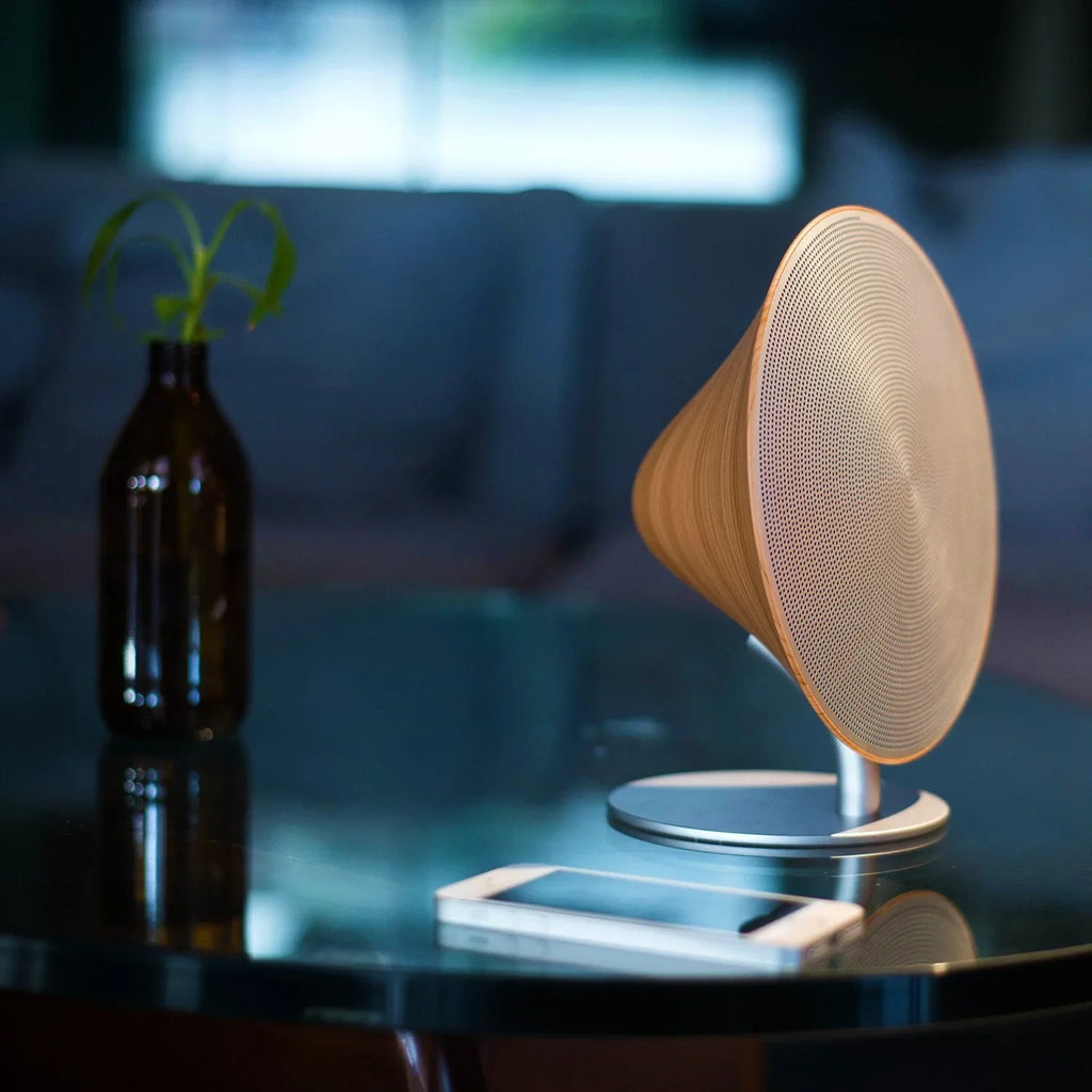 2 Channel Wireless Bluetooth Gramophone Wood Speaker with Touch Surface