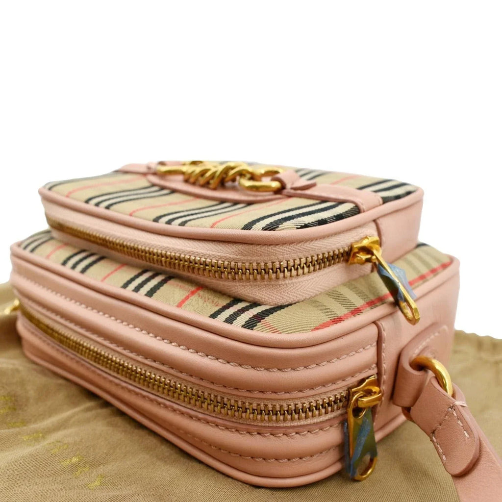 Pre-owned  1983 Knight Check Link Crossbody Camera Bag Light Pink