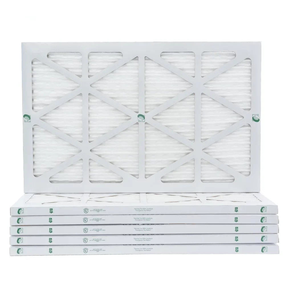 12 Pack of 16x30x1  13 Pleated Air Filters by Glasfloss. Actual Size: 15-5/8 x 29-5/8 x 7/8