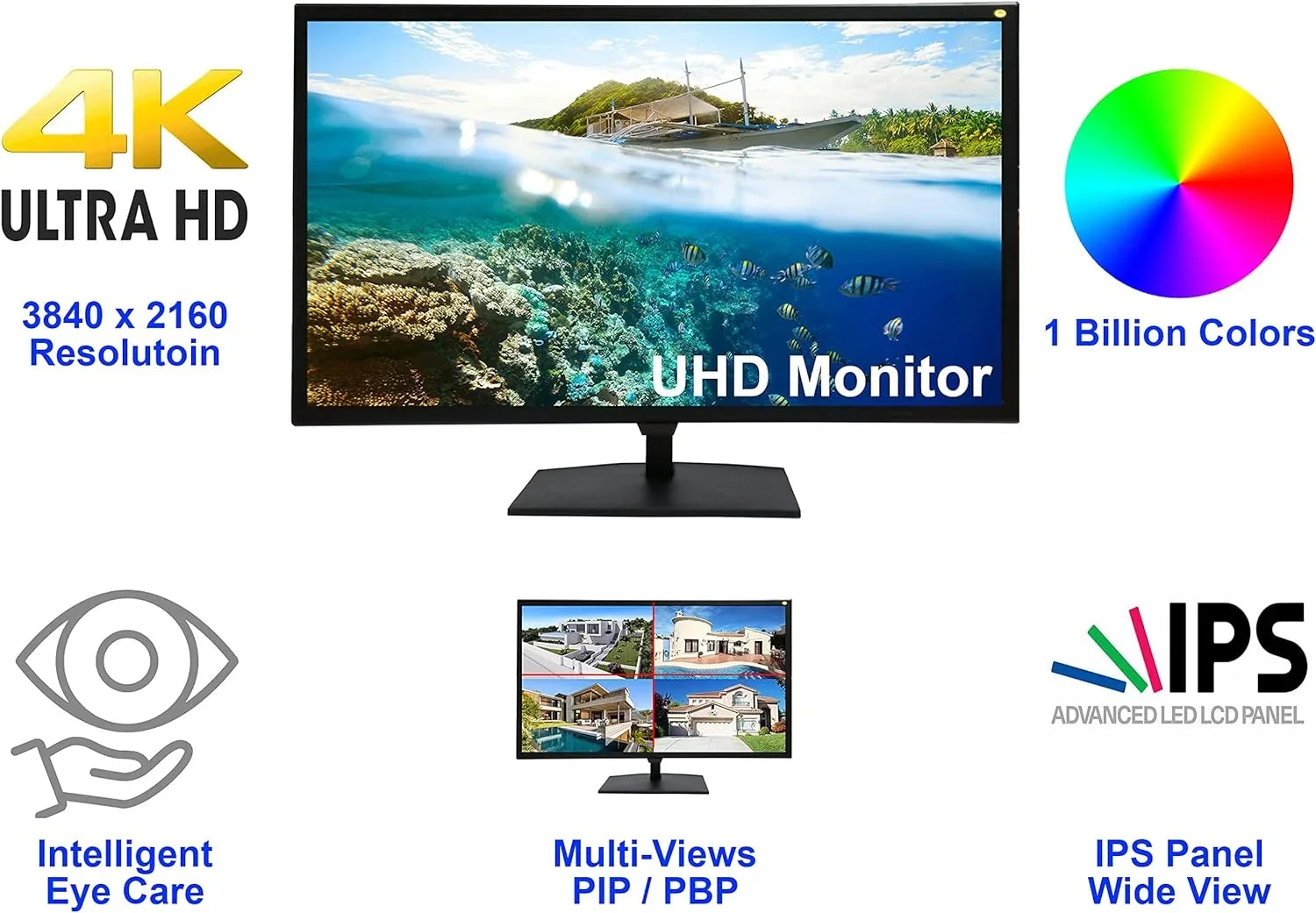 101AV 4K monitor 28" 4K2K  Pro Security Display 3840x2160 Home Office Gaming Monitor Supports 60Hz
