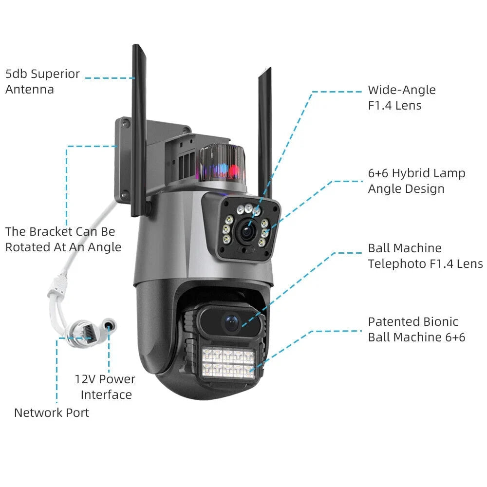 Outdoor Waterproof Camera Real-time Two-Way Audio Enhanced Dual Antenna  Card Slot 1080P