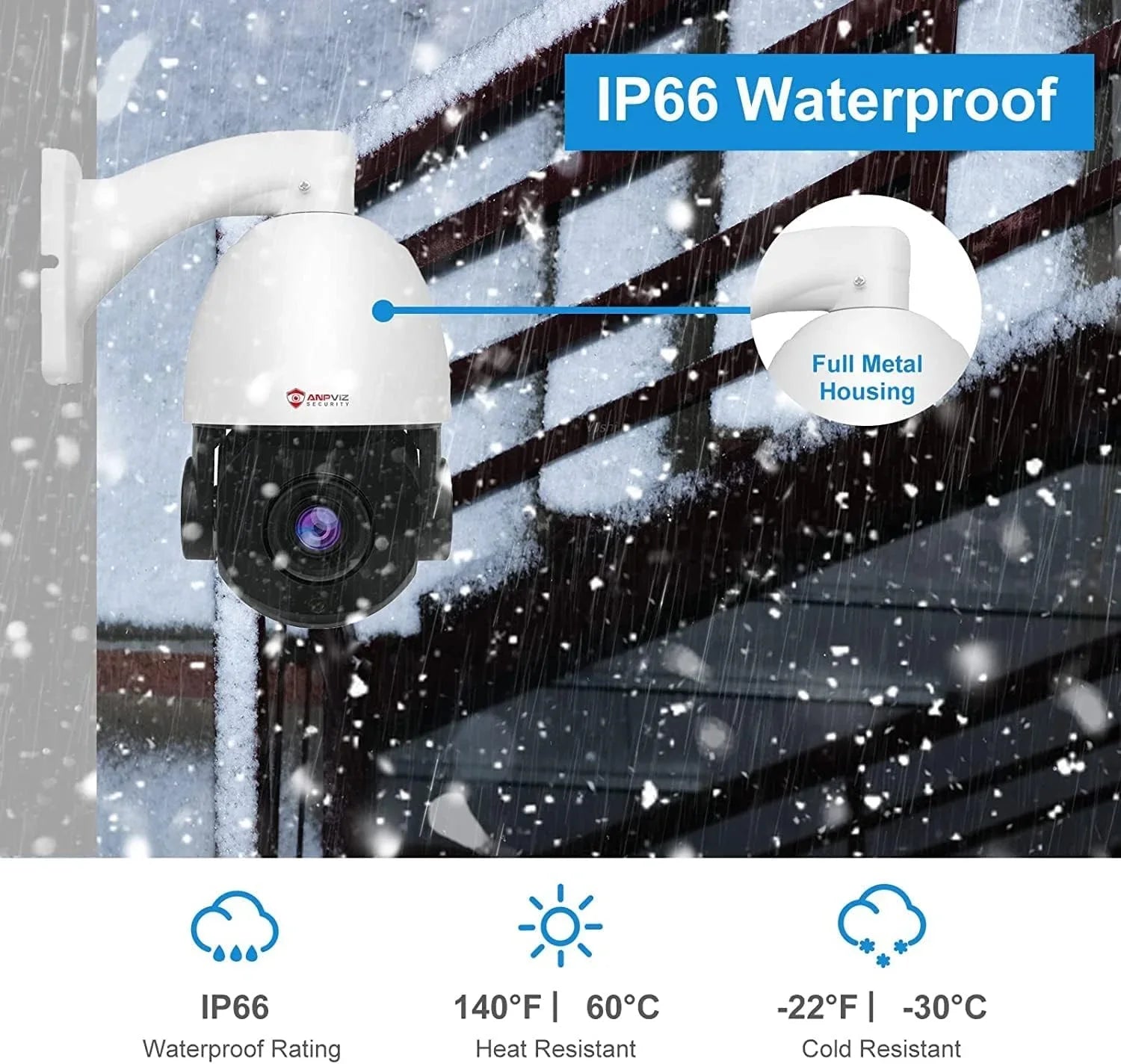 Anpviz 5MP PoE   Surveillance Camera 20X Optical Zoom,   Security Camera Outdoor Indoor with Mic/Audio, Person Vehicle Detection,  Night Vision, Metal, Pan 360°/Tilt 90°,  Waterproof