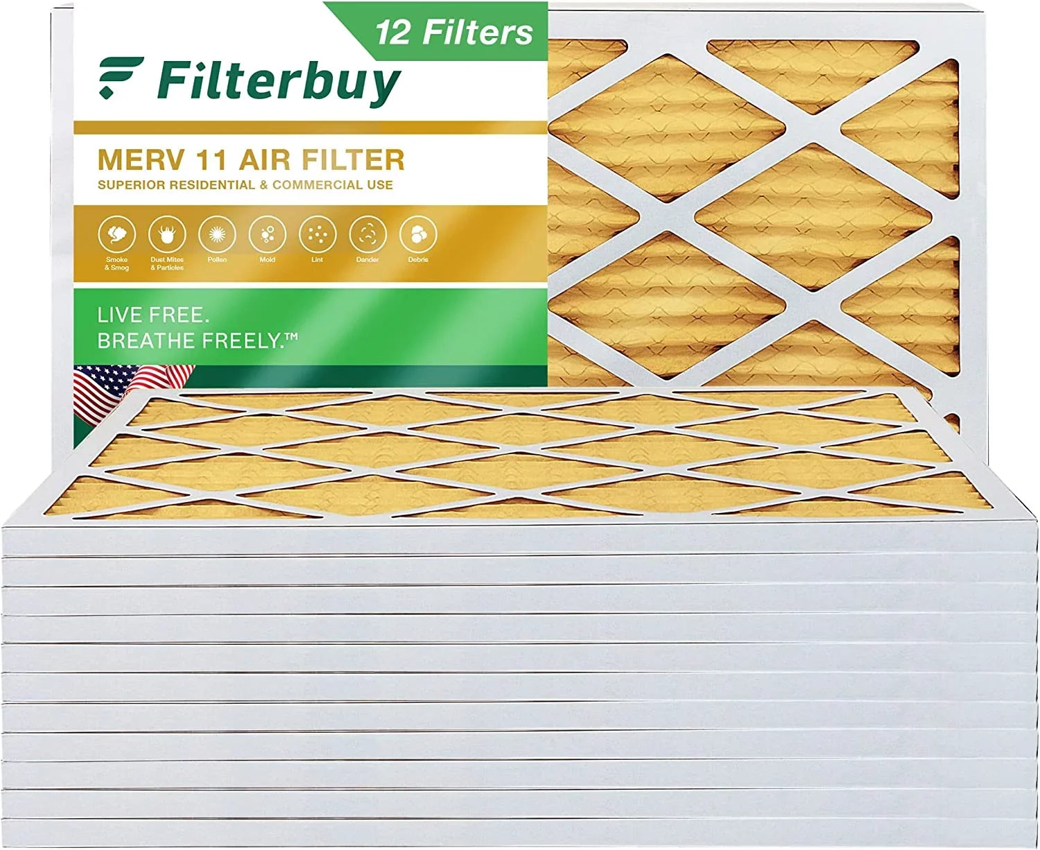 Filterbuy 16x36x1  11 Pleated   Furnace Air Filters (12-Pack)