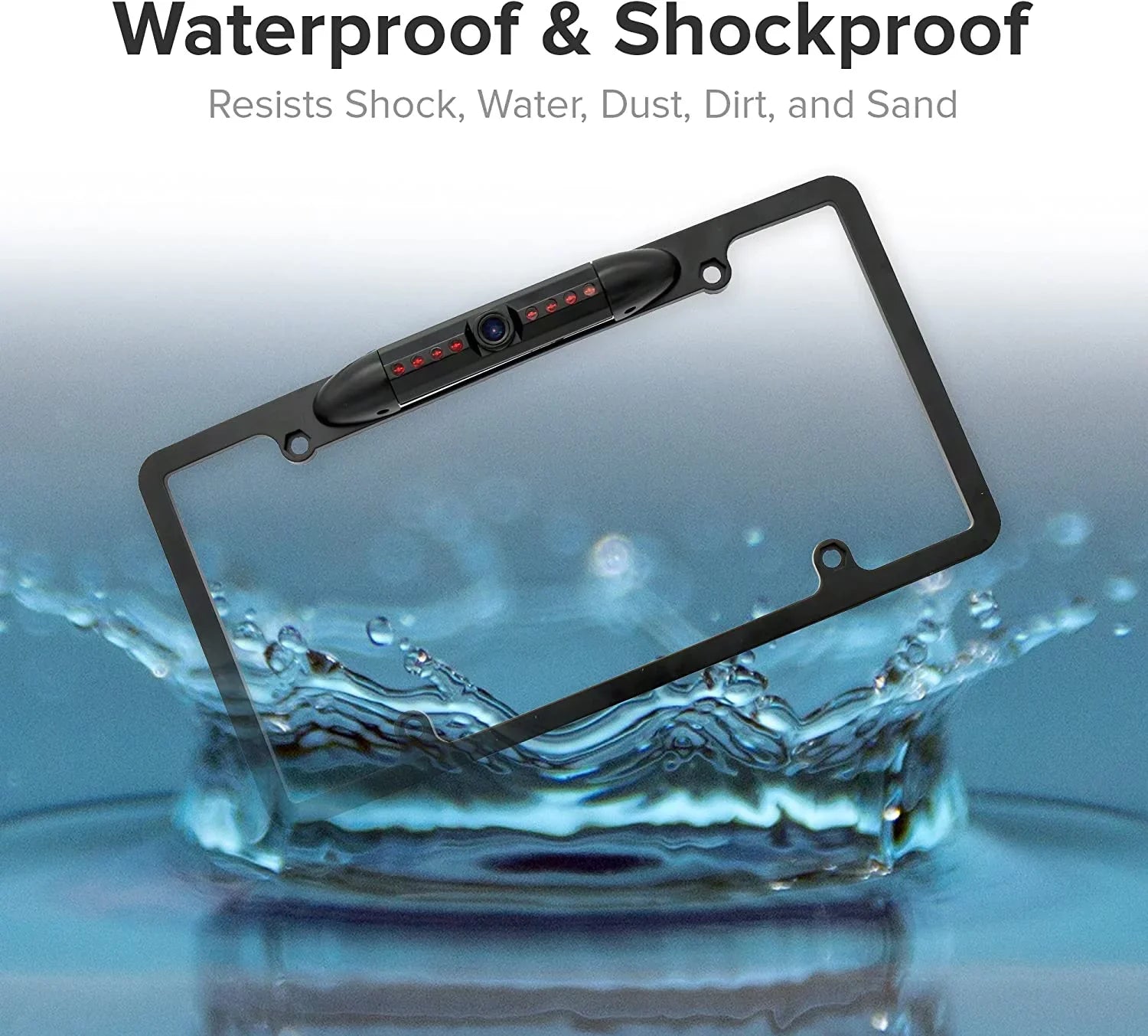Backup Camera Rearview License Plate Frame for  - Black