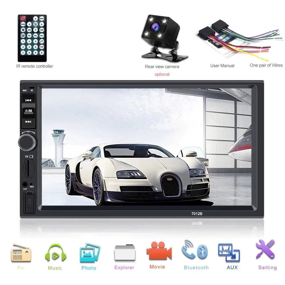 Polarlander Car Stereo Car Audio Double Din 7-inch  Touch Screen Car radio Player with Multimedia     /4/3 mirror link function Bluetooth with 4LED backup camera