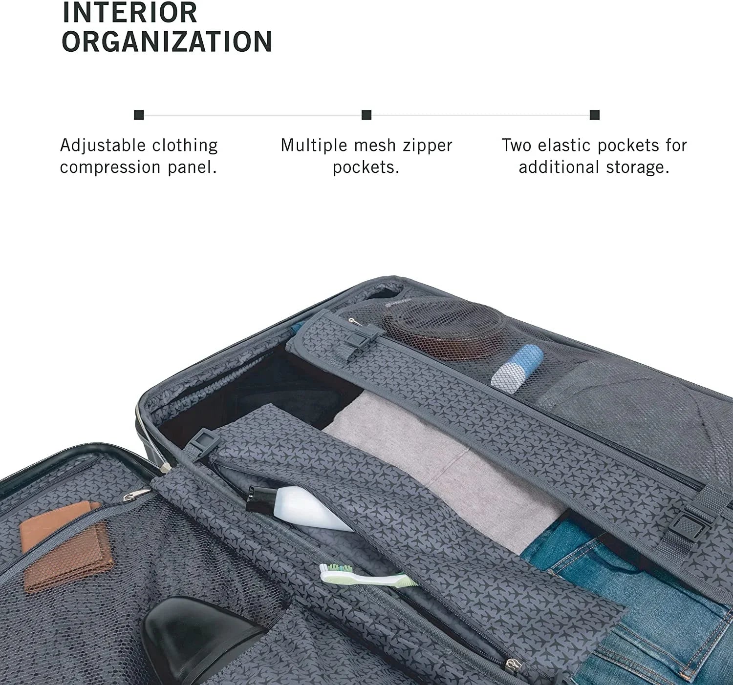 Kenneth Cole  Madison Square Lightweight Hardside Chevron Expandable Spinner Luggage, Navy, 28-Inch Checked 28-Inch Checked Navy