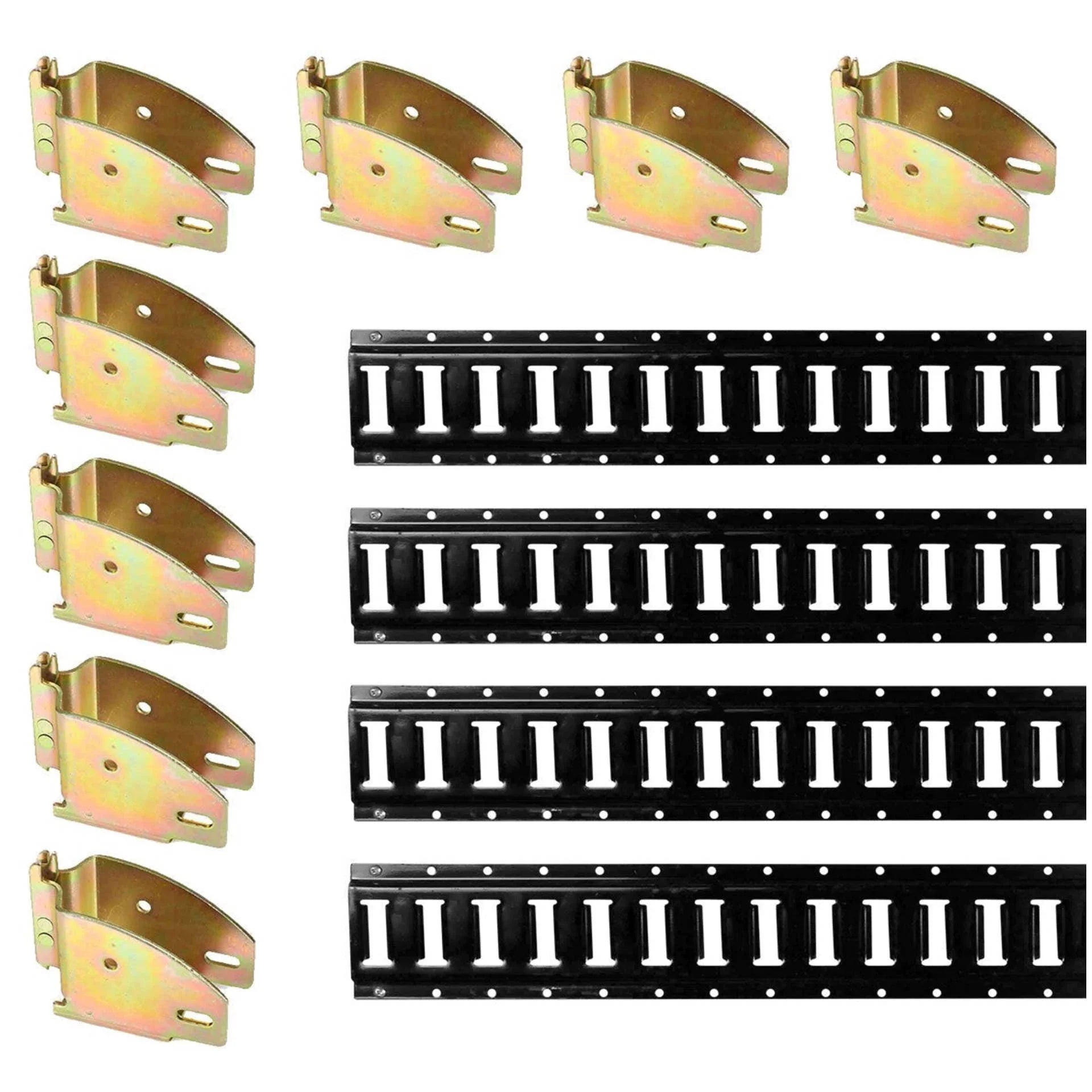Cargo Mall  Track Shelving Kit - 12 Pieces: 5 ft Black  Track Rails &  Track Wood Beam Sockets