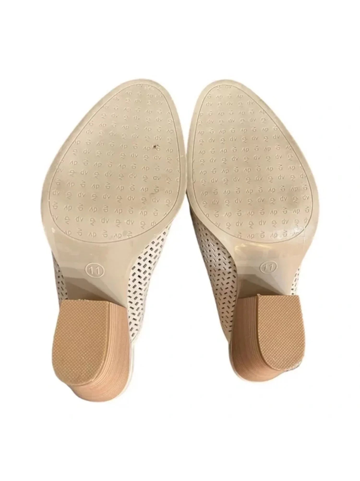 Womens Ivory Woven Padded Hudson Almond Toe Block Heel Slip On Leather Heeled Mules Shoes 9