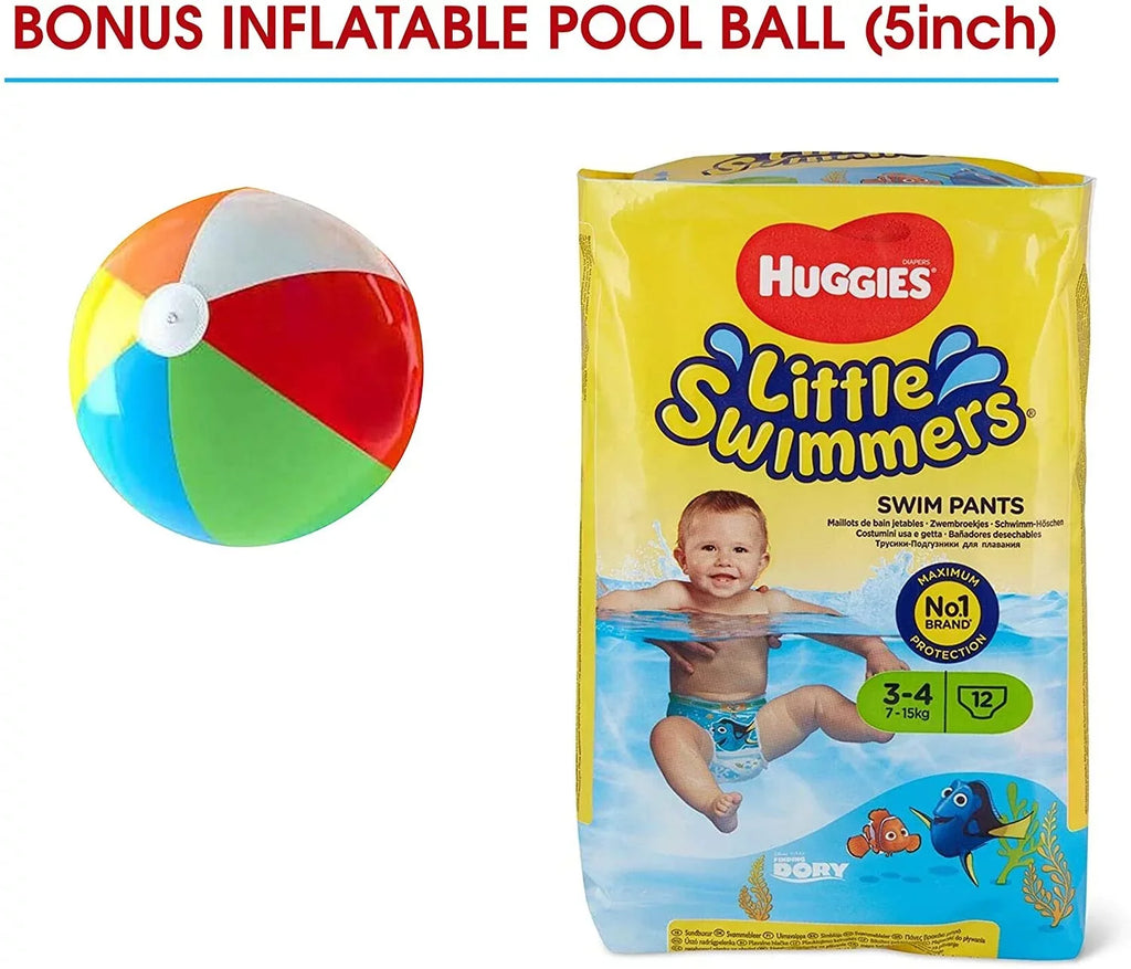'-Small - Little Swimmers Disposable Swim Diapers, 7lb-18lb., 12-Count Bonus Inflatable Pool Ball 5 inch