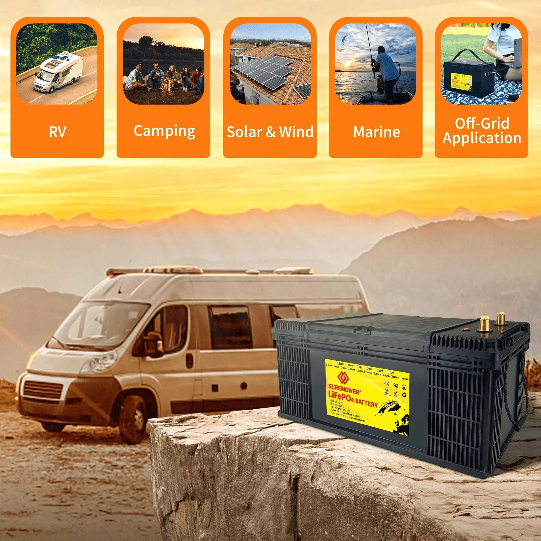 36V LiFePO4 Battery 100Ah, Lithium Batteries with 100A , Rechargeable Deep Cycle, Perfect for Trolling Motor, Golf Cart, Marine, Camper, , Solar Power, Off Grid etc