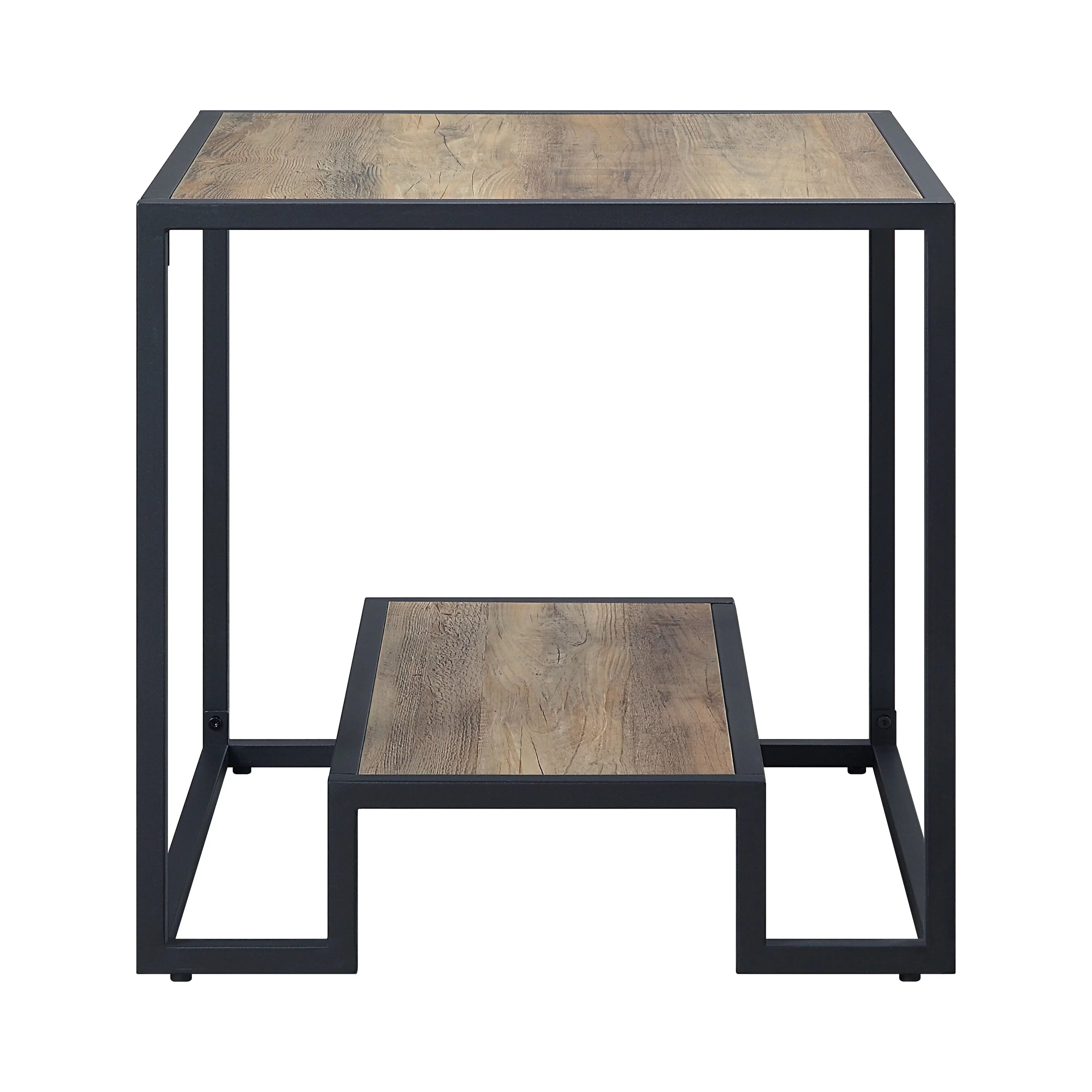 Idella End Table in Rustic Oak & Black Finish