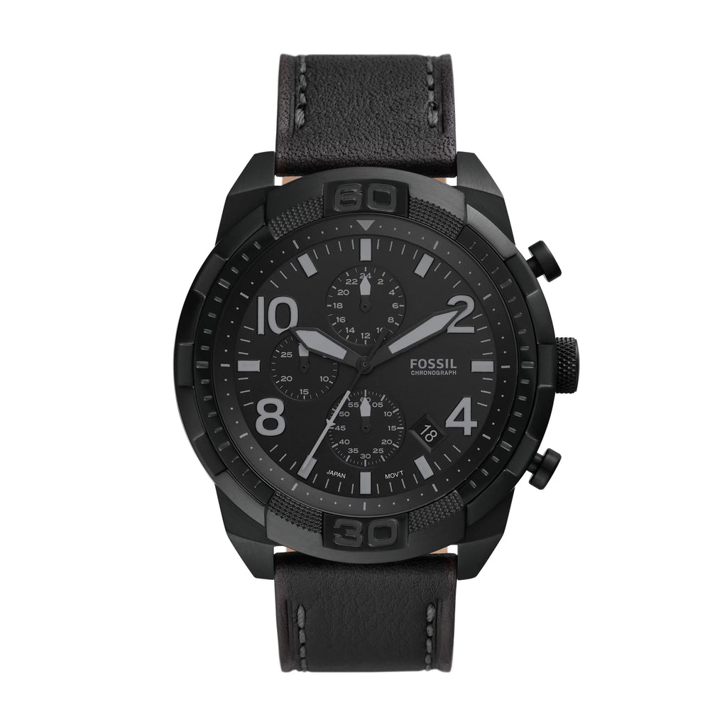 Fossil Bronson Chronograph Leather Black Dial Quartz  Men's Watch