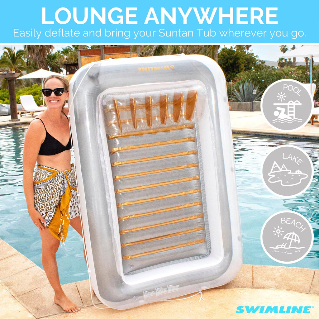 Swimline Luxe Edition Inflatable Suntan Tub Floating Pool Lounger, 3 Pack