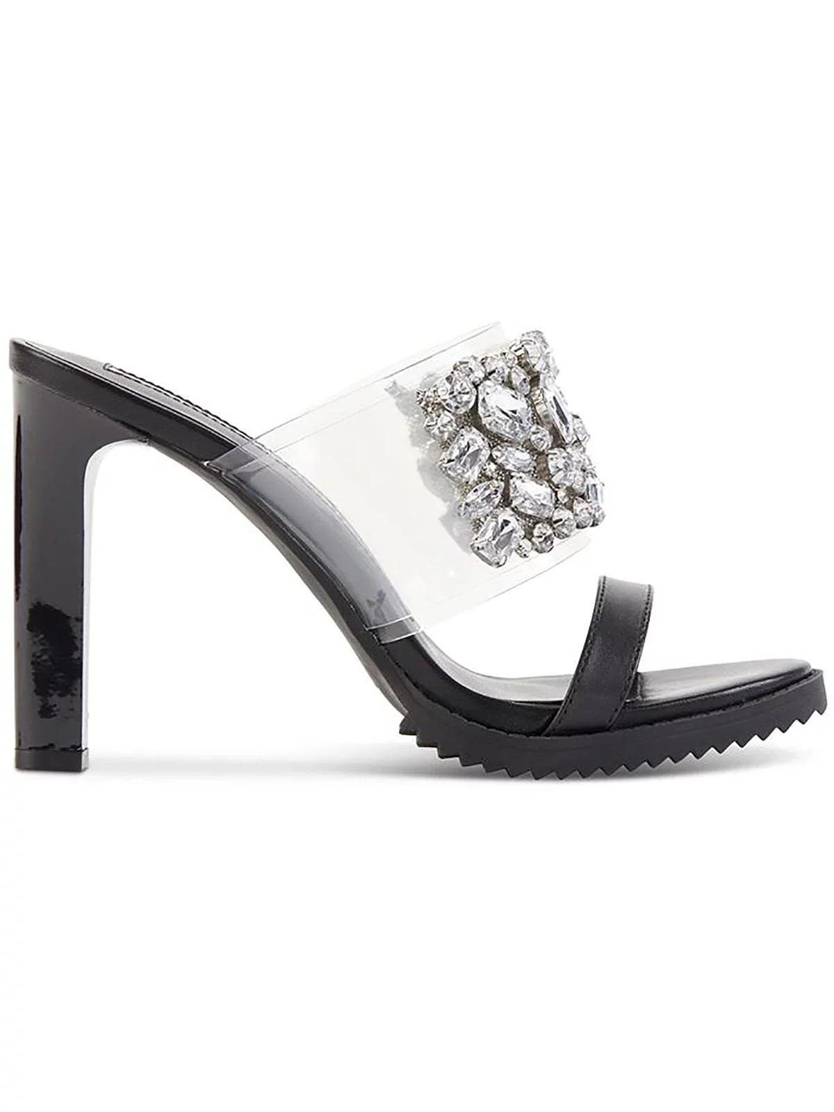 Karl Lagerfeld Womens Bedika Rhinestone Rubber Sole Mule Sandals
