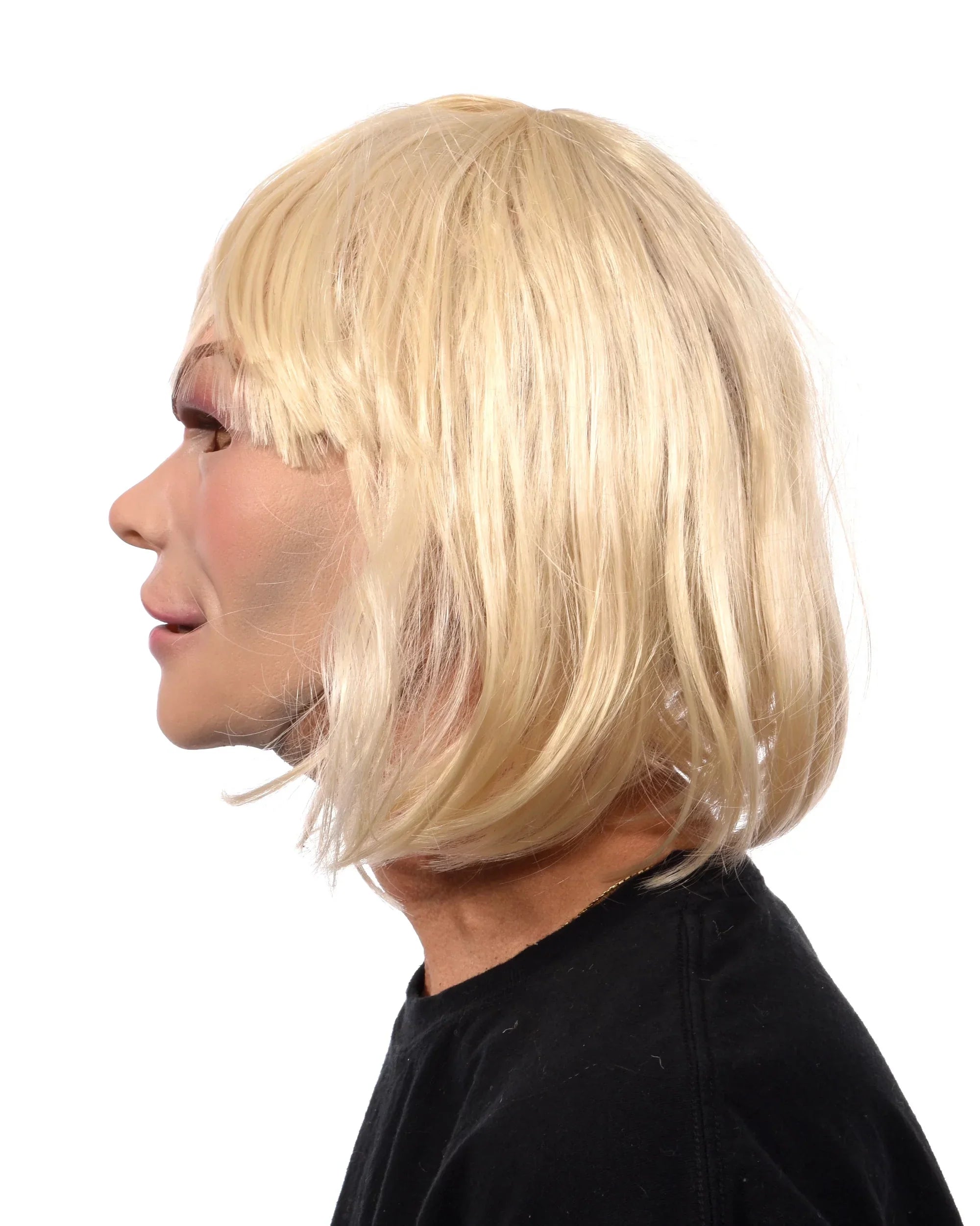 Blonde Woman Female Latex Face Mask with attached Blonde Hair