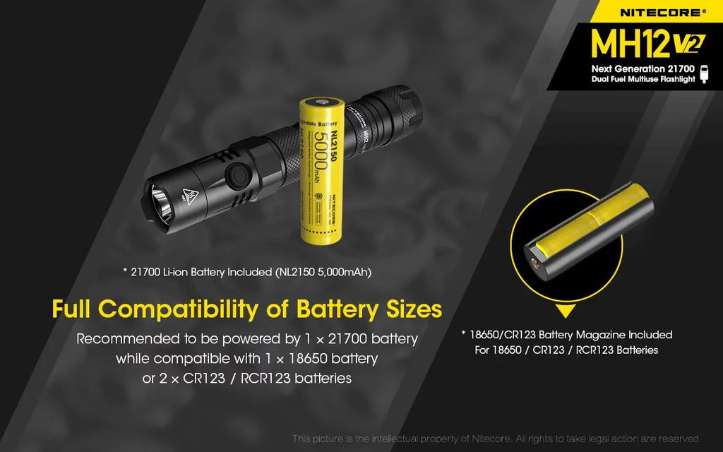 Nitecore    -   Flashlight -1200 Lumens -21700 Battery (Included)