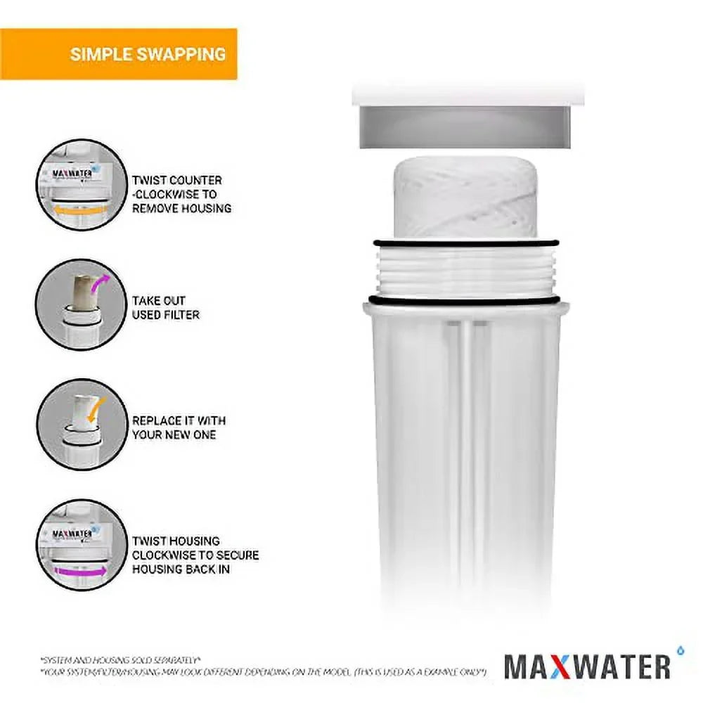 Standard 10".5" String Sediment Water Filter (5 Micron), Hard Well, Whole House,  Biodiesel, Compatible With Standard  Reverse Osmosis Systems,  Systems