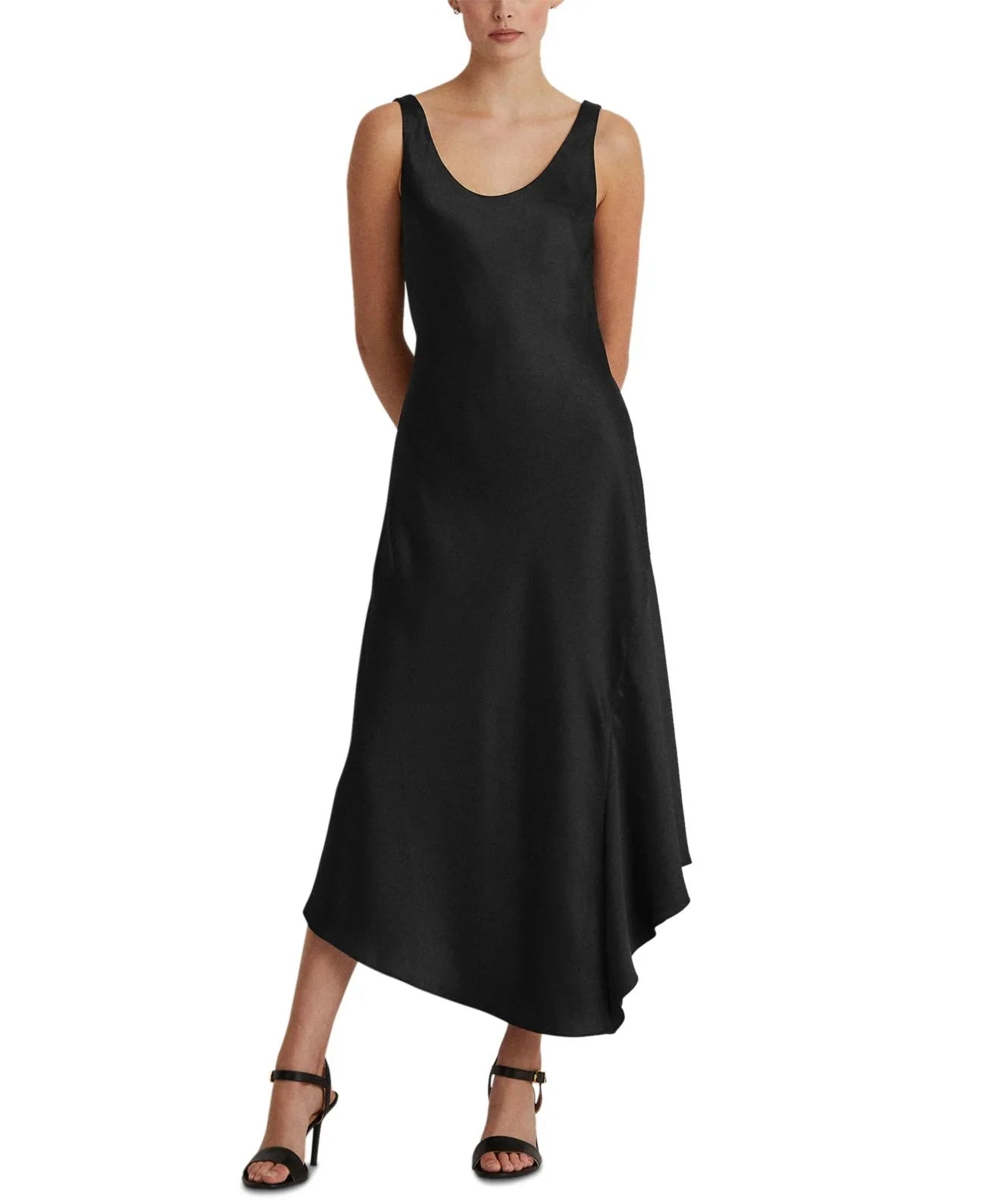 Lauren Ralph Lauren Satin Charmeuse Dress, Black, 14