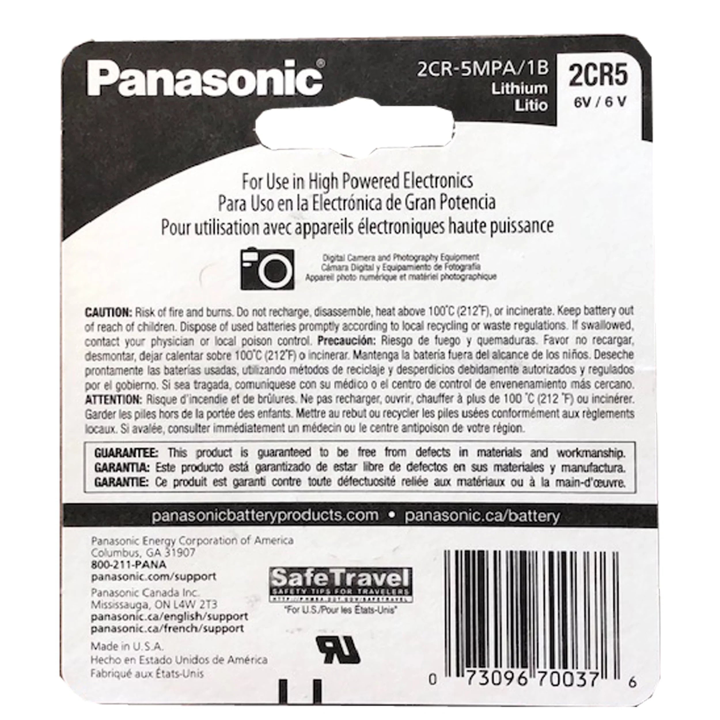 5x Panasonic 6V 2CR5 Photo Lithium Battery Compatible with -1,
